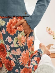 Laura Ashley Blue Dahlia Print Cardigan and Trouser Pyjamas Set - Image 4 of 4