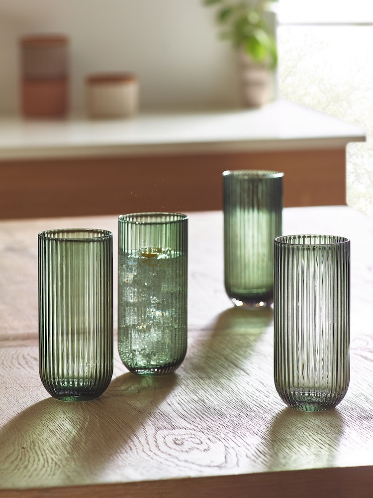 Green Hollis Set of 4 Tall Tumbler Glasses - Image 1 of 4