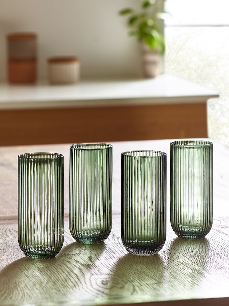 Green Hollis Set of 4 Tall Tumbler Glasses - Image 2 of 4