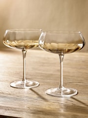 Set of 2 Natural Smoked Kya Champagne Saucers - Image 1 of 5