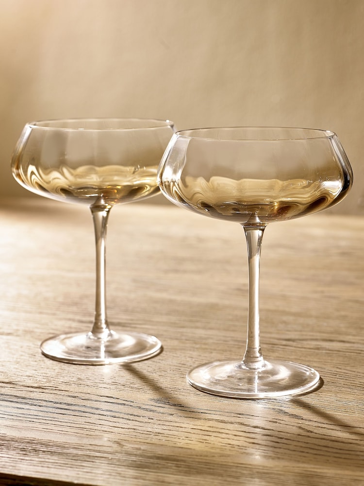 Set of 2 Natural Smoked Kya Champagne Saucers - Image 1 of 5