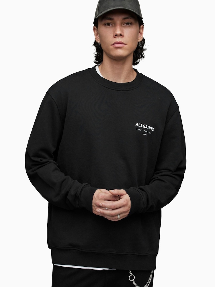 AllSaints Black Underground Crew Jumper - Image 5 of 5