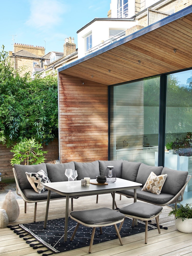 Grey Helsinki Garden 4 Piece Rattan Corner Dining Set - Image 1 of 5