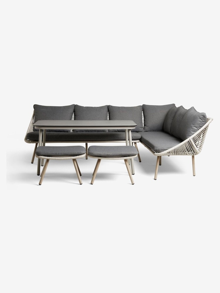 Grey Helsinki Garden 4 Piece Rattan Corner Dining Set - Image 2 of 5