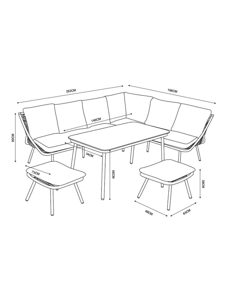 Grey Helsinki Garden 4 Piece Rattan Corner Dining Set - Image 5 of 5