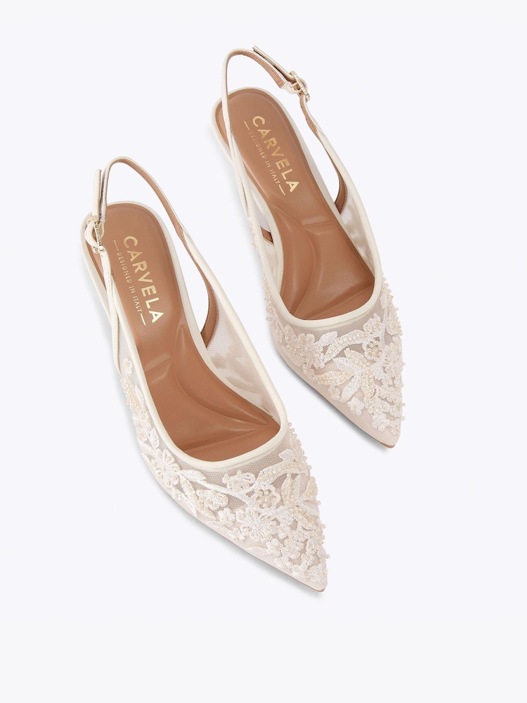 Carvela Cream Positano Lace Sling Low Pumps - Image 2 of 4