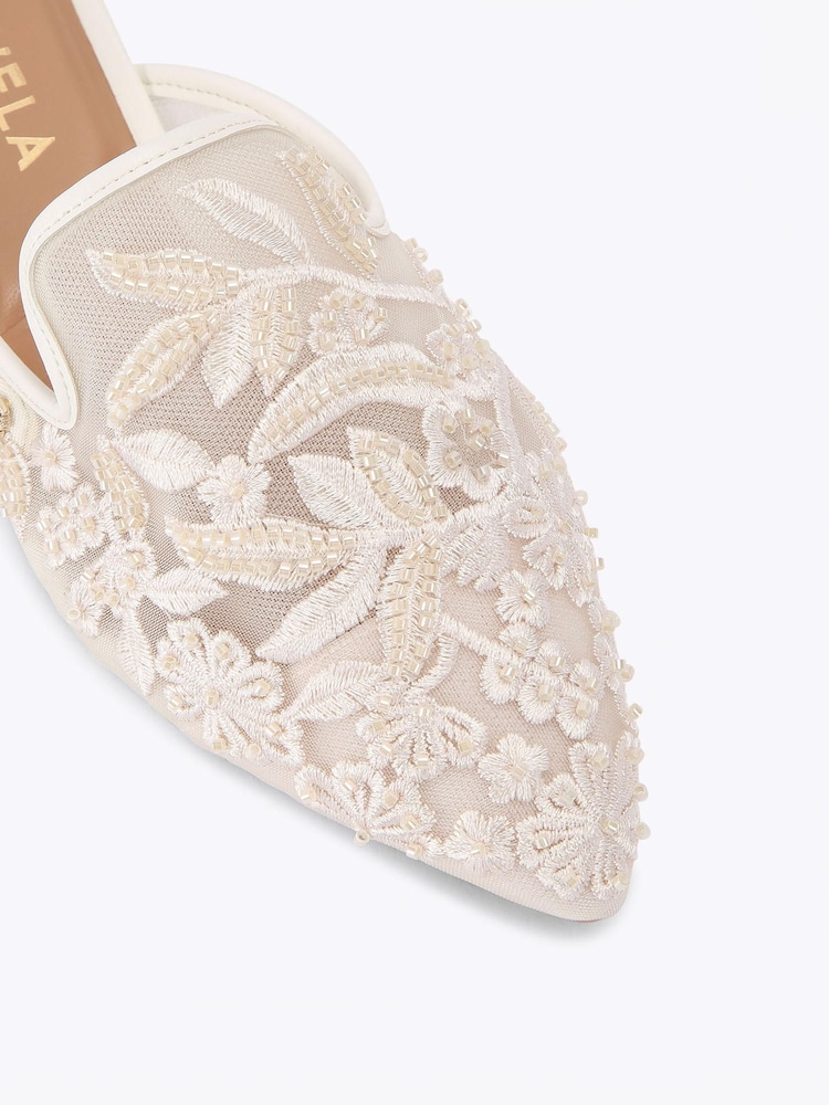 Carvela Cream Evelina Lace Mule Pumps - Image 4 of 4