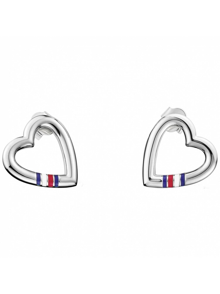 Tommy Hilfiger Silver Tone Jewellery Ladies Heart Stud Earrings - Image 1 of 2