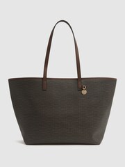 Reiss Chocolate/Tan Dani Bloom Logo Tote Bag - Image 1 of 5