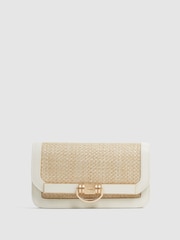 Reiss Natural/Off White Lexi Small Raffia Clutch Bag - Image 1 of 6