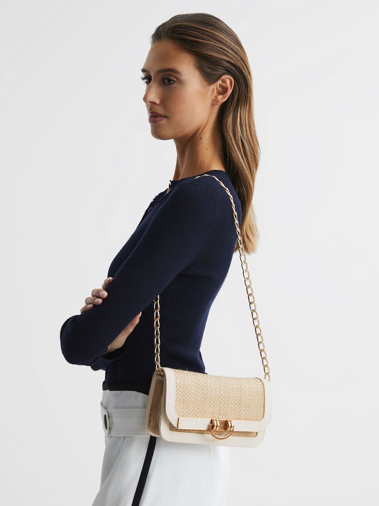 Reiss Natural/Off White Lexi Small Raffia Clutch Bag - Image 2 of 6