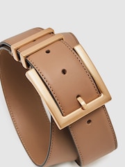 Reiss Camel/Taupe Brompton Leather Square Buckle Belt - Image 5 of 5