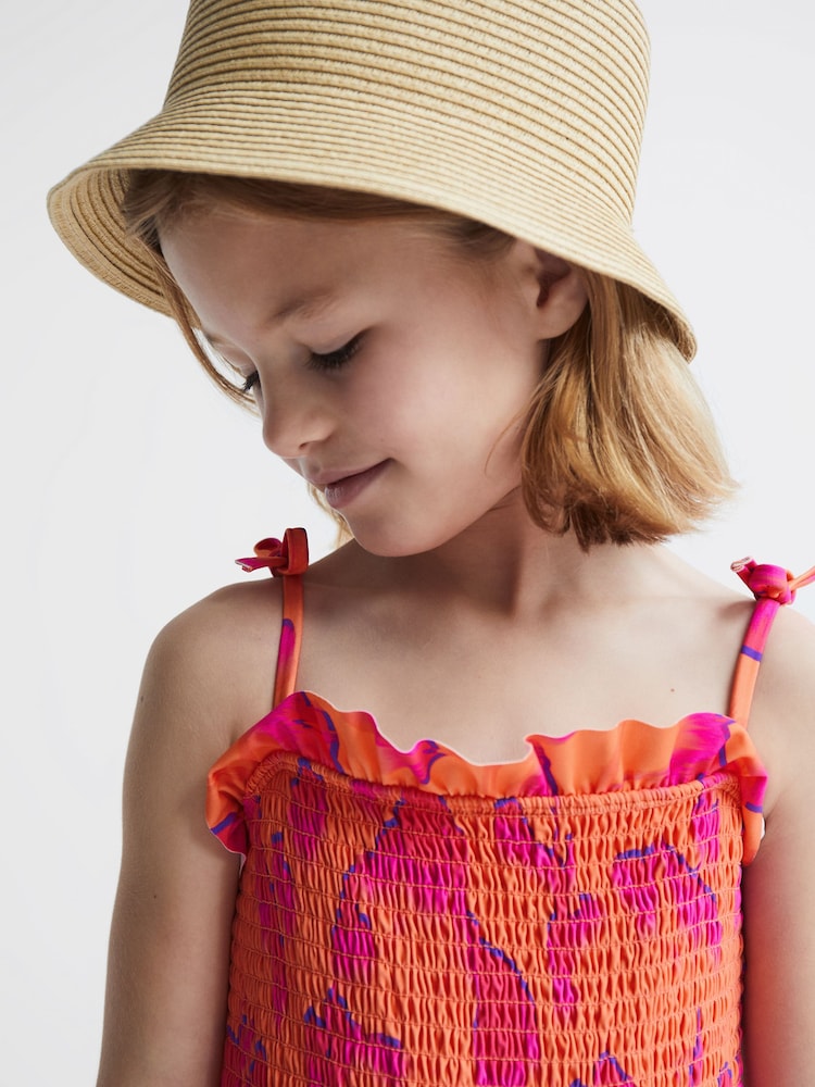 Reiss Orange Print Nelli 9-12 yrs Floral Swimsuit - Image 4 of 7