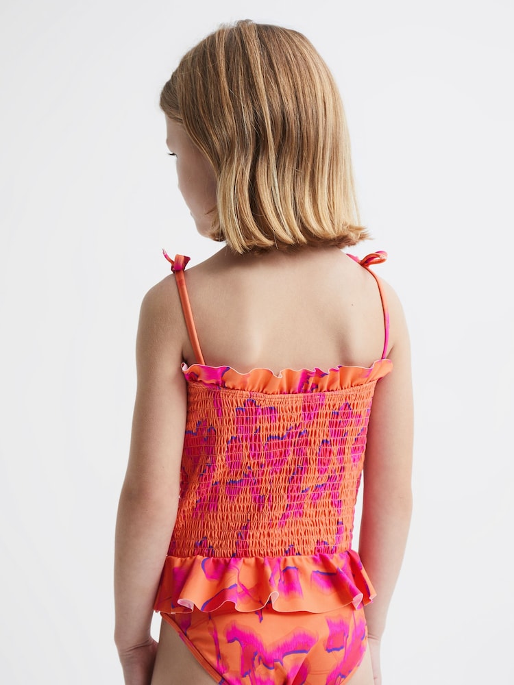Reiss Orange Print Nelli 9-12 yrs Floral Swimsuit - Image 5 of 7