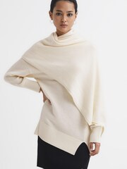 Reiss Cream Layton Shawl Collar Knitted Top - Image 3 of 6