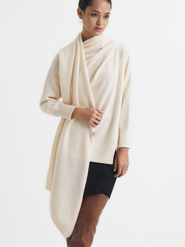 Reiss Cream Layton Shawl Collar Knitted Top - Image 6 of 6