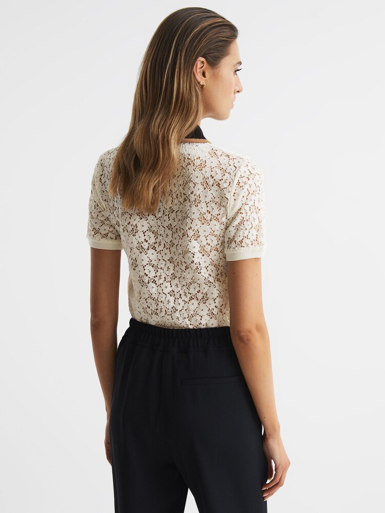 Reiss Ivory Eliza Lace Back Polo - Image 5 of 5 Reiss Ivory Eliza Lace Back Polo - Image 5 of 5
