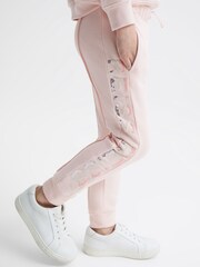 Reiss Soft Pink Maria Junior Sequin Joggers - Image 1 of 6