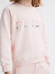 Reiss Soft Pink Bryony Senior Sequin Crew Neck Jumper - Image 4 of 6