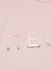 Reiss Soft Pink Bryony Senior Sequin Crew Neck Jumper - Image 6 of 6
