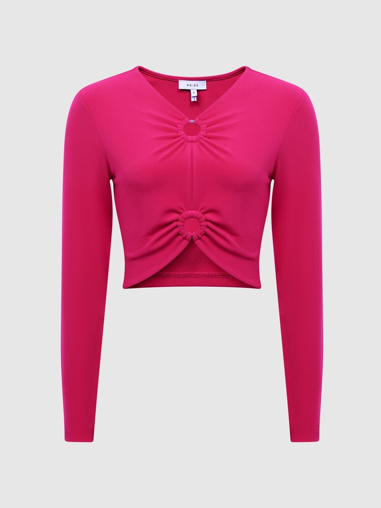 Reiss Pink Hannah Ring Front Crop Top - Image 5 of 5 Reiss Pink Hannah Ring Front Crop Top - Image 5 of 5