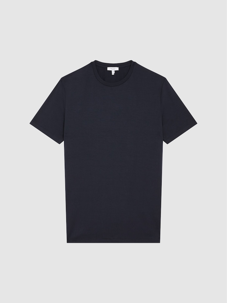 Reiss Navy Denver Mercerised Crew Neck T-Shirt - Image 2 of 6
