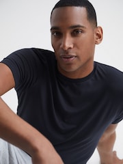 Reiss Navy Denver Mercerised Crew Neck T-Shirt - Image 6 of 6