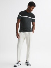 Reiss Black/Charcoal Max Mercerised Cotton Colourblock T-Shirt - Image 3 of 6