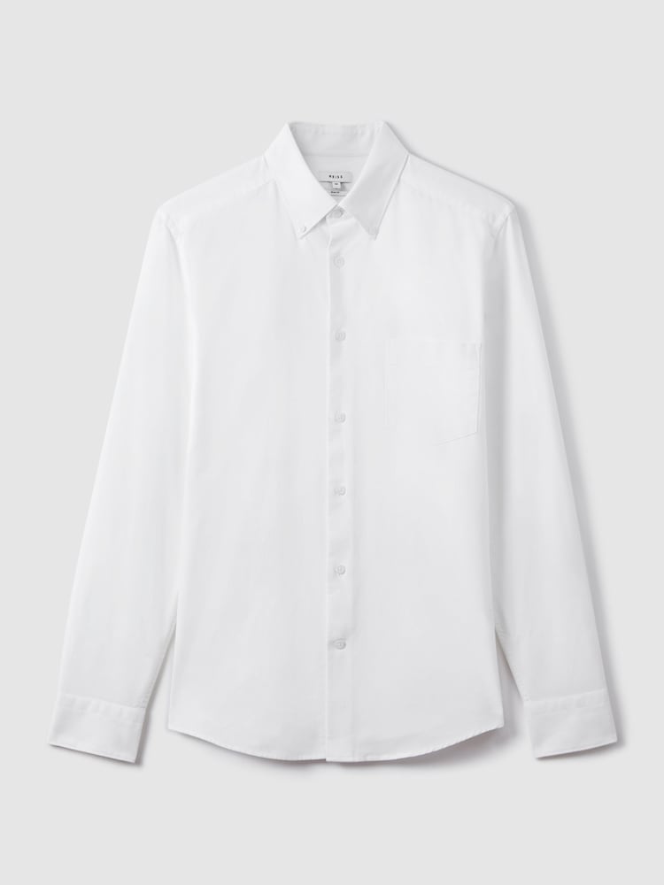 Reiss White Greenwich Soft Wash Button Down Oxford Shirt - Image 2 of 6