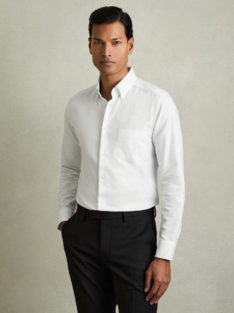 Reiss White Greenwich Soft Wash Button Down Oxford Shirt - Image 3 of 6