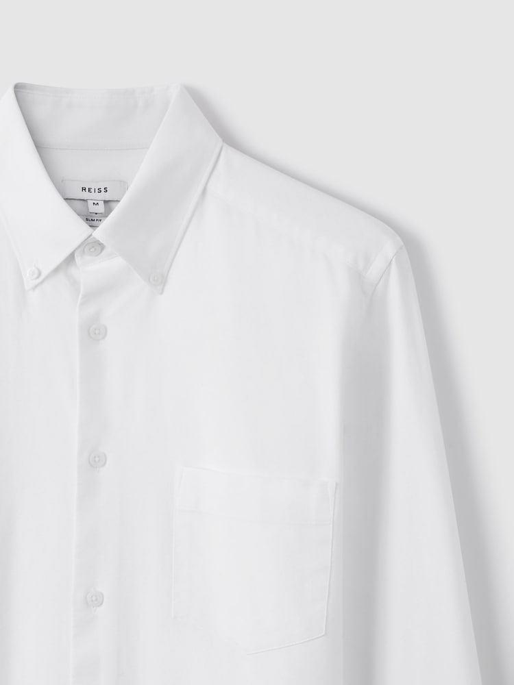 Reiss White Greenwich Soft Wash Button Down Oxford Shirt - Image 5 of 6