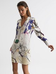 Reiss Ivory Margarite Printed Shift Dress - Image 1 of 5