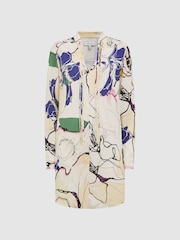 Reiss Ivory Margarite Printed Shift Dress - Image 2 of 5