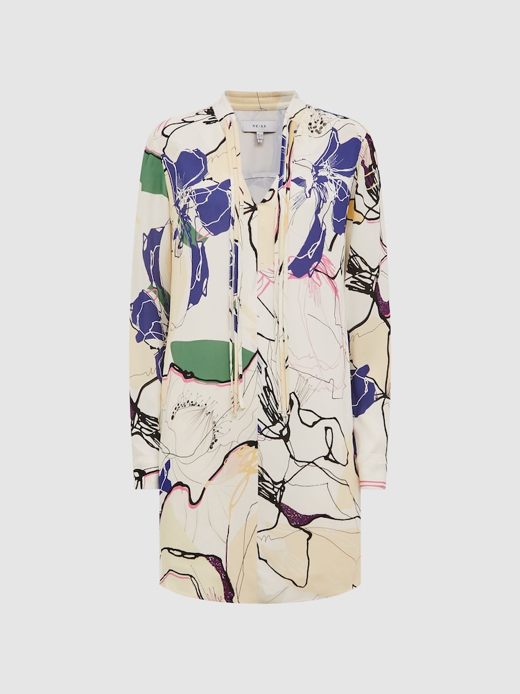Reiss Ivory Margarite Printed Shift Dress - Image 2 of 5
