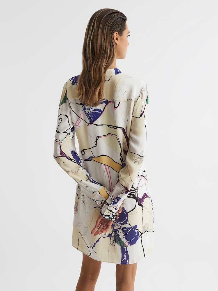 Reiss Ivory Margarite Printed Shift Dress - Image 5 of 5