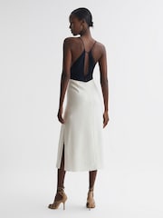 Reiss Navy/White Ella Colourblock Strappy Midi Dress - Image 5 of 7
