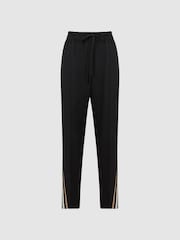 Reiss Black Odell Taper Petite Tapered Leg Pull-on Trousers - Image 2 of 8