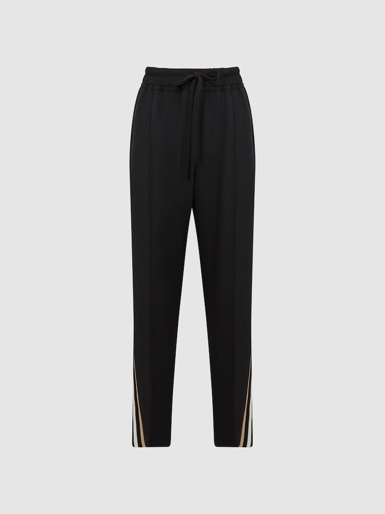 Reiss Black Odell Taper Petite Tapered Leg Pull-on Trousers - Image 2 of 8