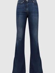 Reiss Mid Blue Beau Petite High Rise Flared Jeans - Image 2 of 6