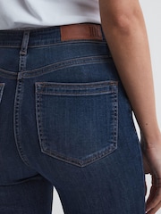 Reiss Mid Blue Beau Petite High Rise Flared Jeans - Image 4 of 6