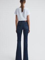 Reiss Mid Blue Beau Petite High Rise Flared Jeans - Image 5 of 6