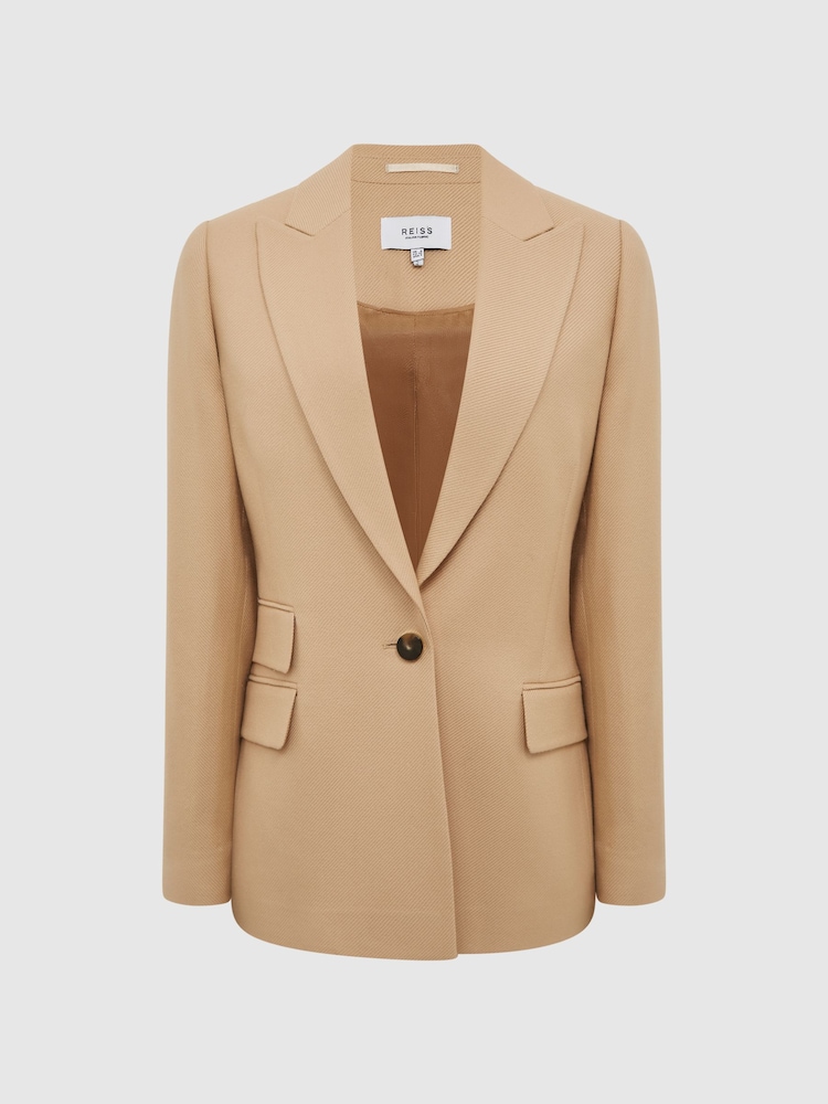 Reiss Light Camel Leya Single Breasted Blazer - Image 2 of 7