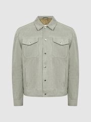 Reiss Sage Noa Suede Button-Through Trucker Jacket - Image 2 of 6