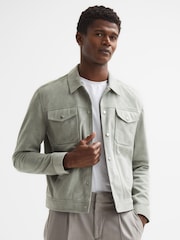 Reiss Sage Noa Suede Button-Through Trucker Jacket - Image 6 of 6