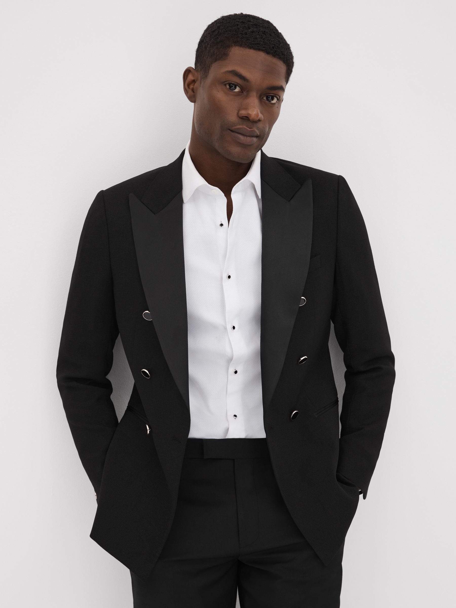 Buy Reiss Black Titanic Slim Fit Double Breasted Tuxedo Jacket from Next Luxembourg