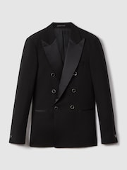 Reiss Black Titanic Slim Fit Double Breasted Tuxedo Jacket - Image 2 of 7