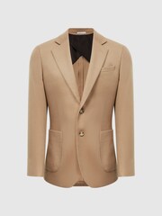 Reiss Camel Langham Single Breasted Cashmere Regular Fit Blazer - Image 2 of 8