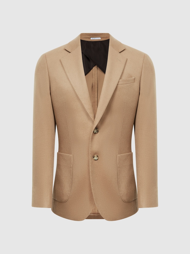 Reiss Camel Langham Single Breasted Cashmere Regular Fit Blazer - Image 2 of 8