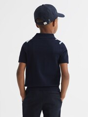 Reiss Multi Harris Senior Striped Ribbed Half Zip Polo T-Shirt - Image 5 of 5