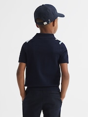 Reiss Multi Harris Junior Striped Ribbed Half Zip Polo T-Shirt - Image 5 of 5